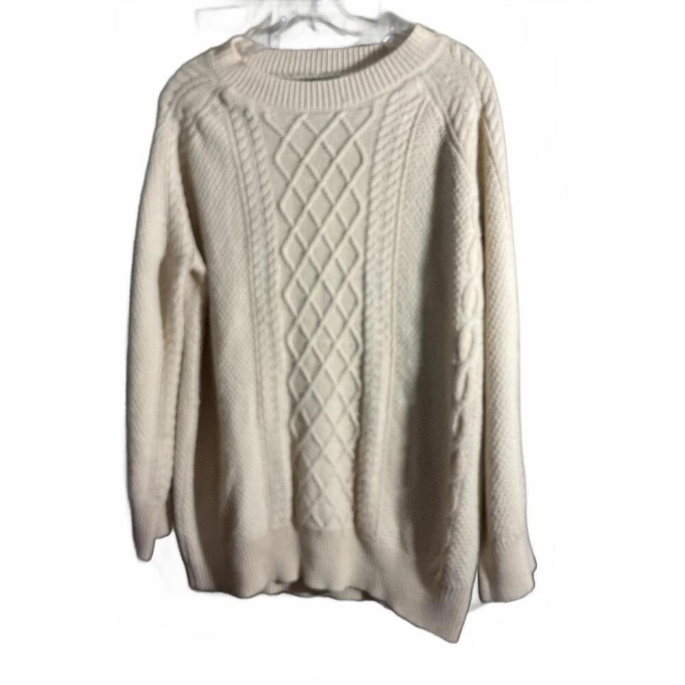 Cozy Chunky Knit Cream Cable Sweater XL
